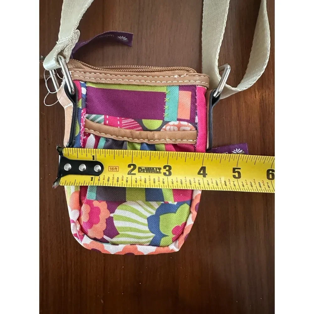 Lily Bloom Small Floral Crossbody Purse Canvas Strap Orange‎ Green Purple NWOT